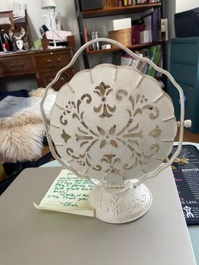 Vintage cream metal serving tray